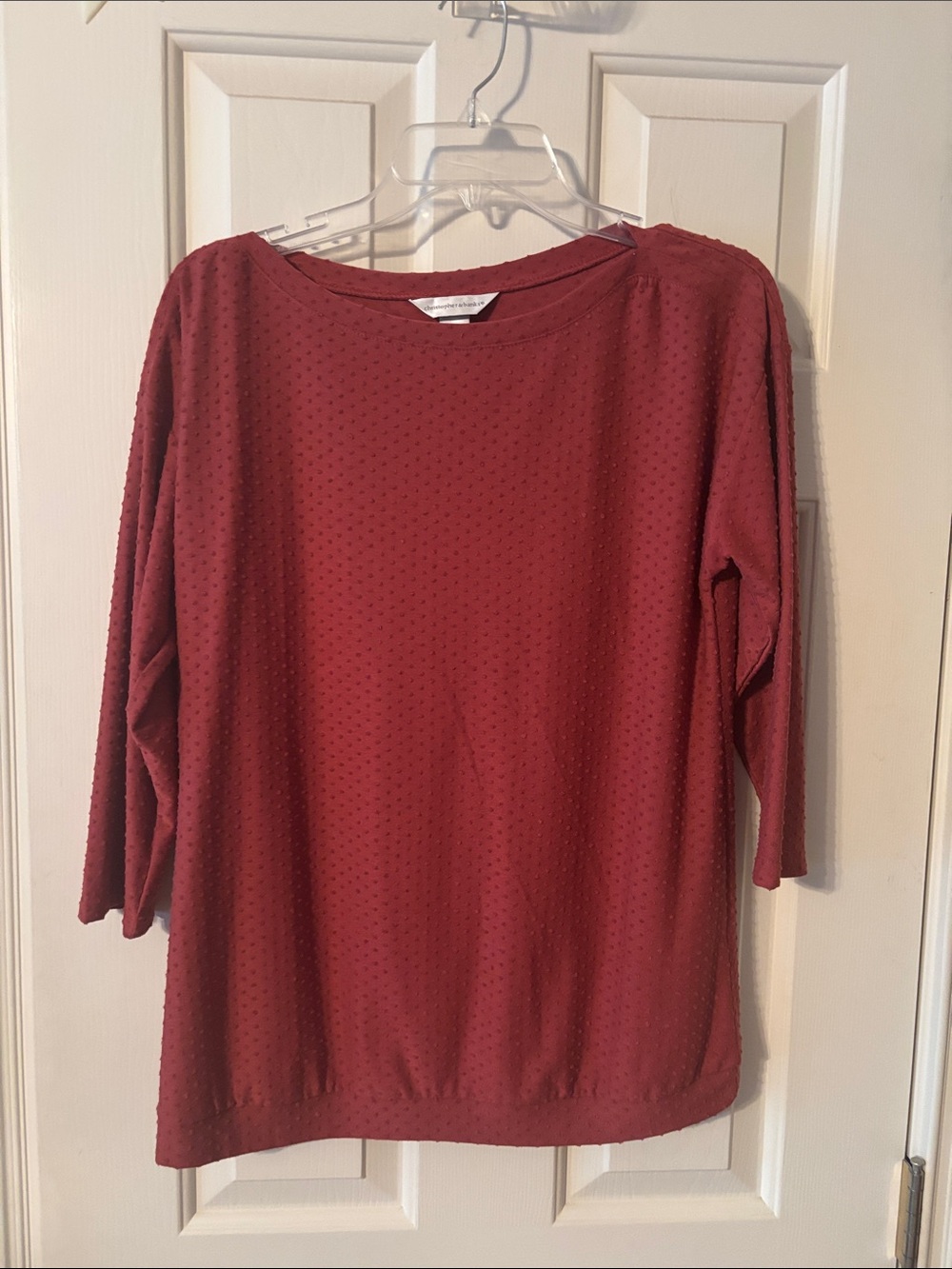 Women’s Textured Crewneck Top in Burgundy